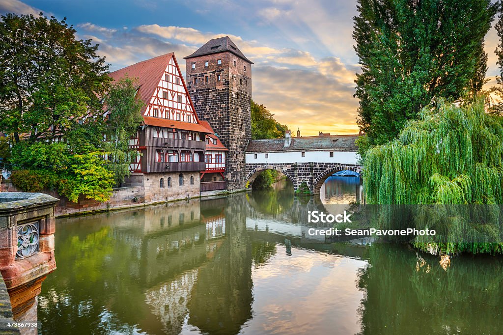 Nuremberg, Germany at Hangman's Bridge over the Pegnitz River.